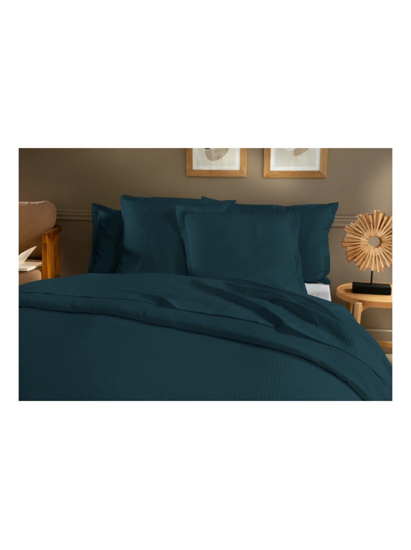 Housse de couette - Coton Pur - 100% Satin de coton Peigné" / 120 fils/cm² Bleu lagon - Kiabi