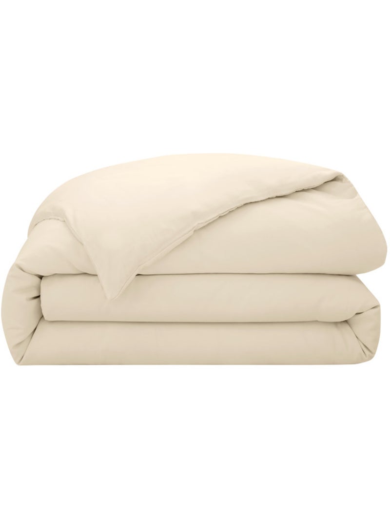 Housse de couette - Coton Pur - 100% Satin de coton Peigné" / 120 fils/cm² Crème - Kiabi
