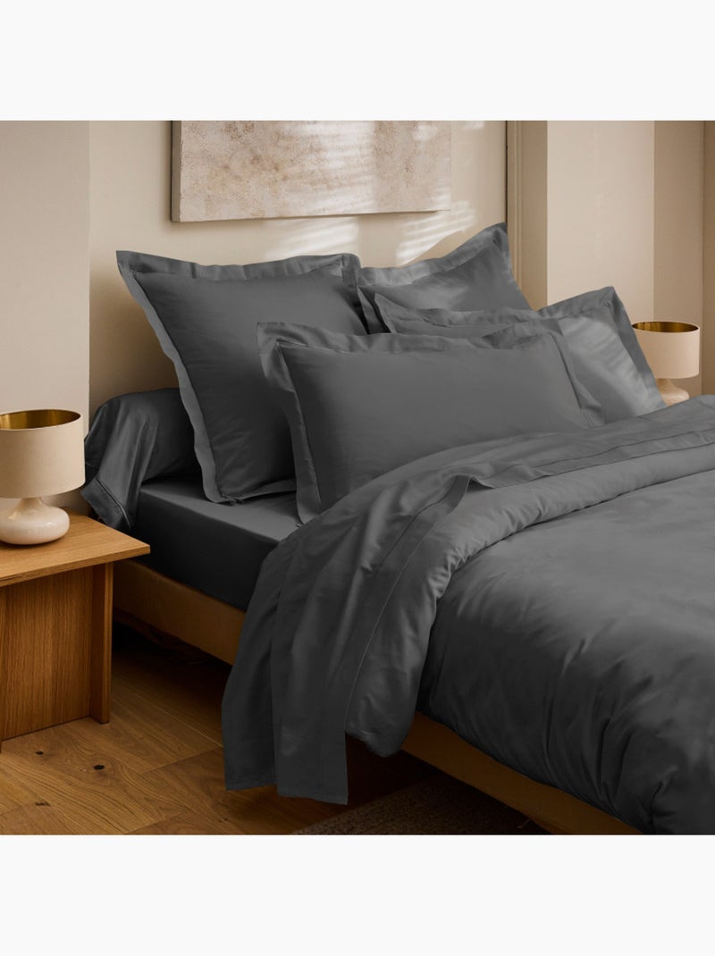 Housse de couette - Coton Pur - 100% Satin de coton Peigné" / 120 fils/cm² Gris - Kiabi