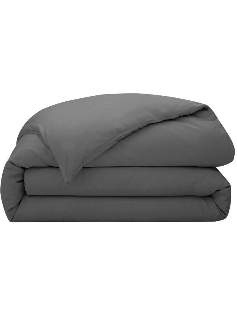 Housse de couette - Coton Pur - 100% Satin de coton Peigné" / 120 fils/cm² Gris - Kiabi
