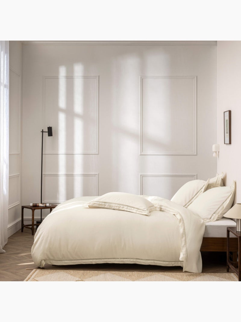 Housse de couette - coton pur - 100% satin de coton peigné" / 120 fils/cm² Ivoire - Kiabi
