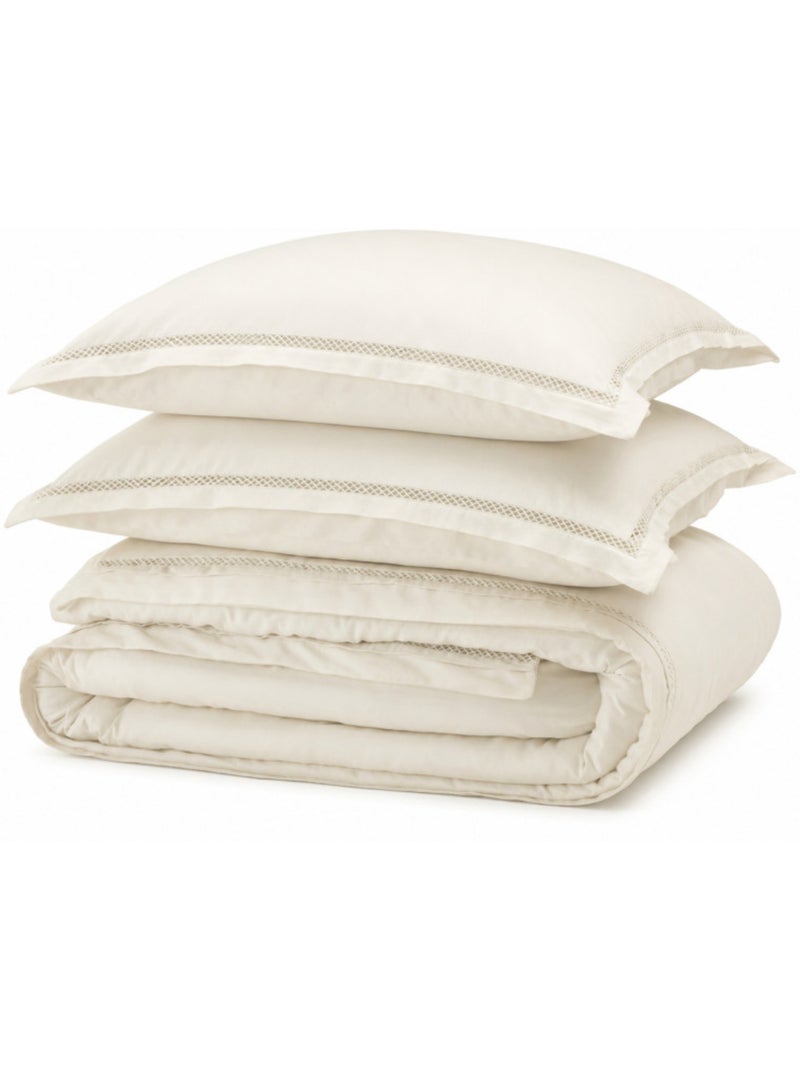 Housse de couette - coton pur - 100% satin de coton peigné" / 120 fils/cm² Ivoire - Kiabi