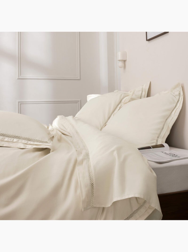 Housse de couette - coton pur - 100% satin de coton peigné" / 120 fils/cm² Ivoire - Kiabi