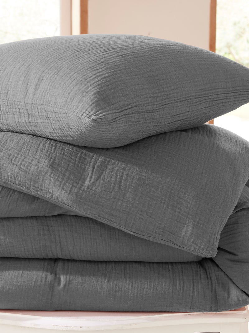 Housse de couette - Coton Pur Bleu ardoise - Kiabi