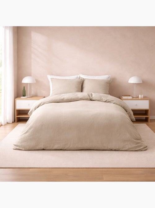 Housse de couette - Coton relief uni CLARA - Texture structurée - 2 taies 63 x 63 cm - Kiabi