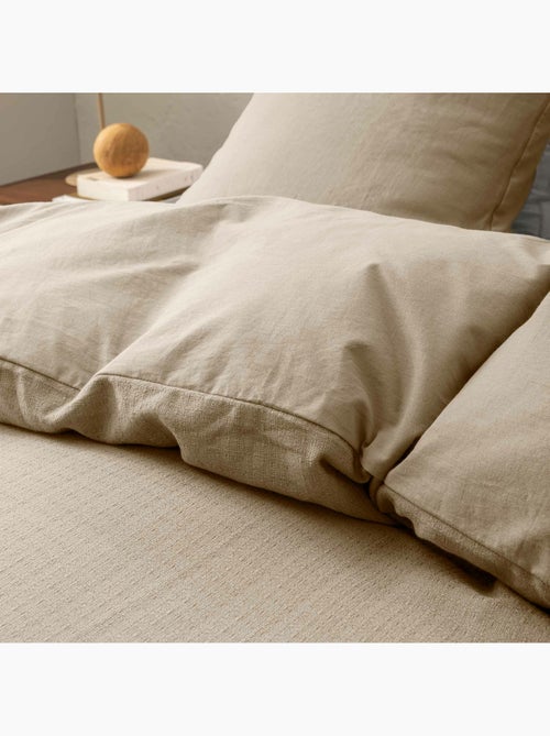 Housse de couette - Coton relief uni CLARA - Texture structurée - 2 taies 63 x 63 cm - Kiabi