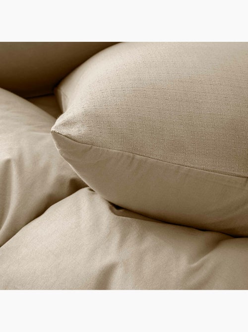 Housse de couette - Coton relief uni CLARA - Texture structurée - 2 taies 63 x 63 cm - Kiabi