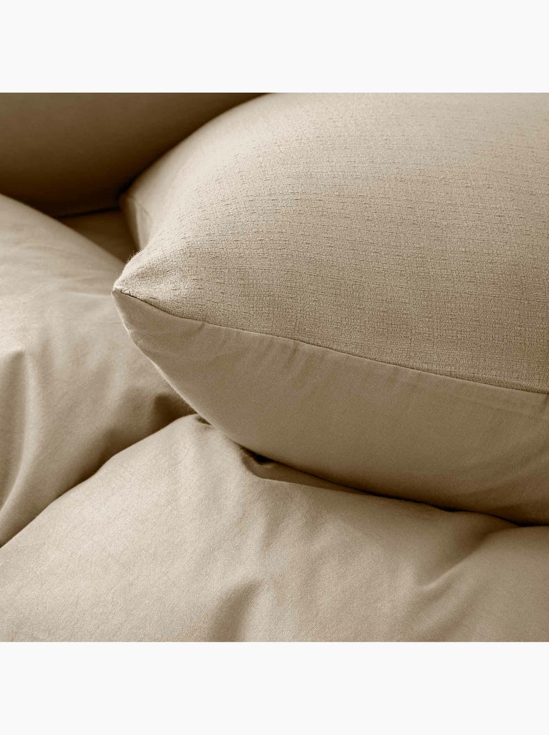 Housse de couette - Coton relief uni CLARA - Texture structurée - 2 taies 63 x 63 cm Beige naturel - Kiabi