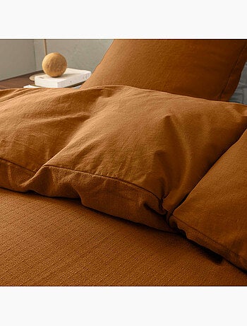 Parure de lit 3 pièces en coton tissage épais housse + taies