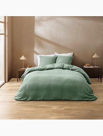 Parure de lit 3 pièces en coton tissage épais housse + taies
