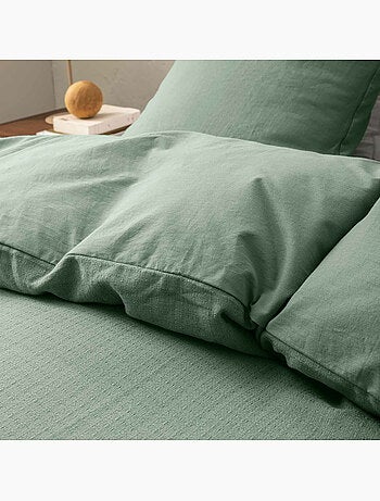Parure de lit 3 pièces en coton tissage épais housse + taies