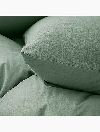 Parure de lit 3 pièces en coton tissage épais housse + taies