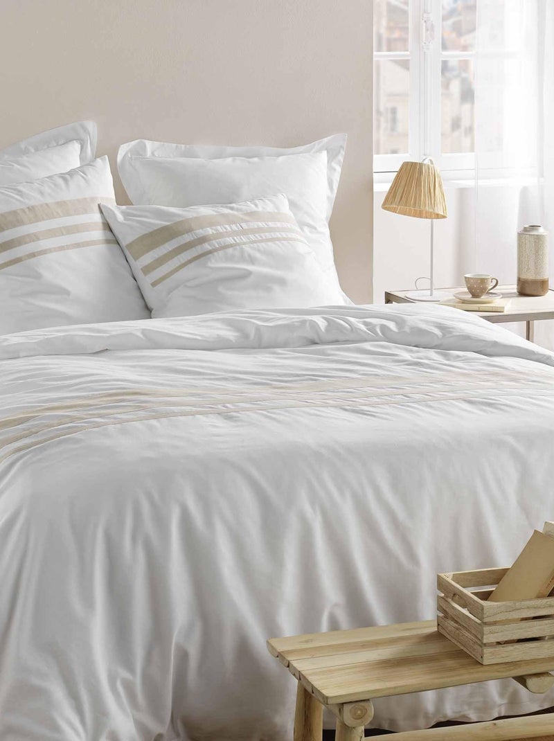 Housse de couette - Douceur d'intérieur - 95% Coton / 5% Lin / 57 Fils/cm² Blanc - Kiabi