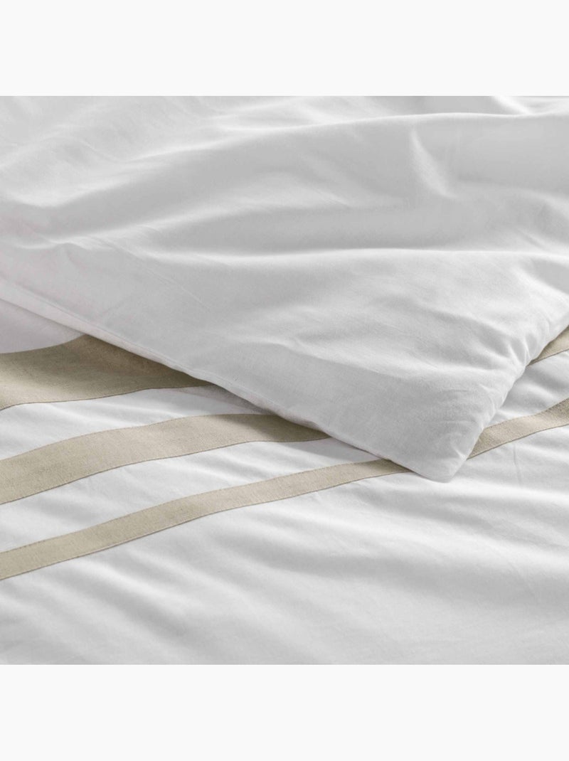Housse de couette - Douceur d'intérieur - 95% Coton / 5% Lin / 57 Fils/cm² Blanc - Kiabi
