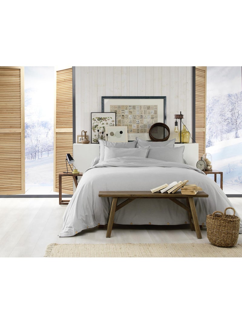 Housse de Couette - Flanelle de coton douce et chaude - Candice Gris - Kiabi