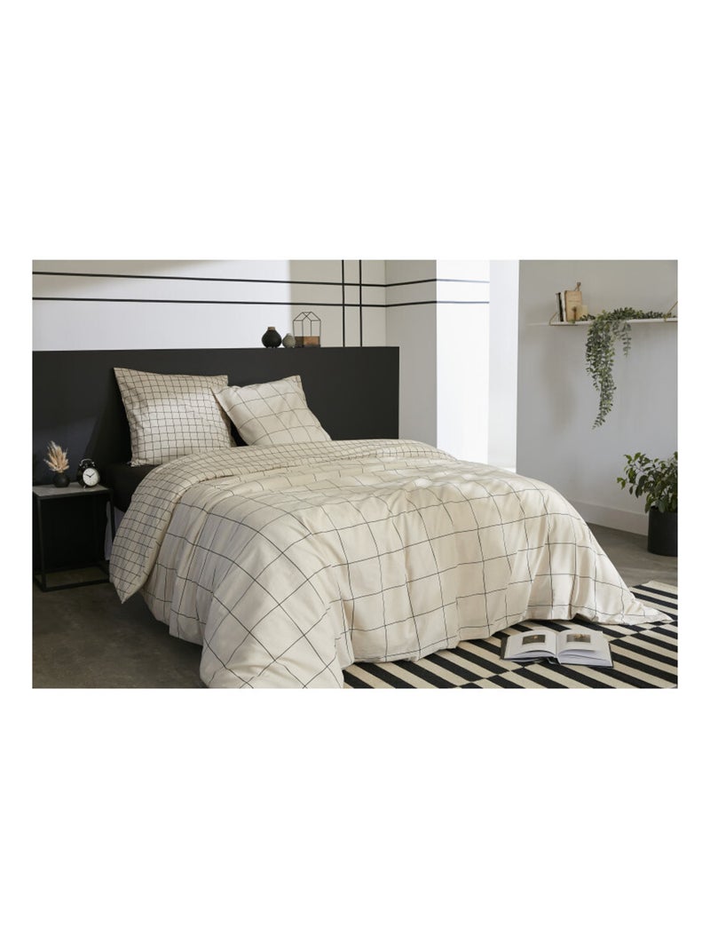 Housse de couette - L'effet papillon - 100 % Coton 57 Fils/cm² Beige - Kiabi