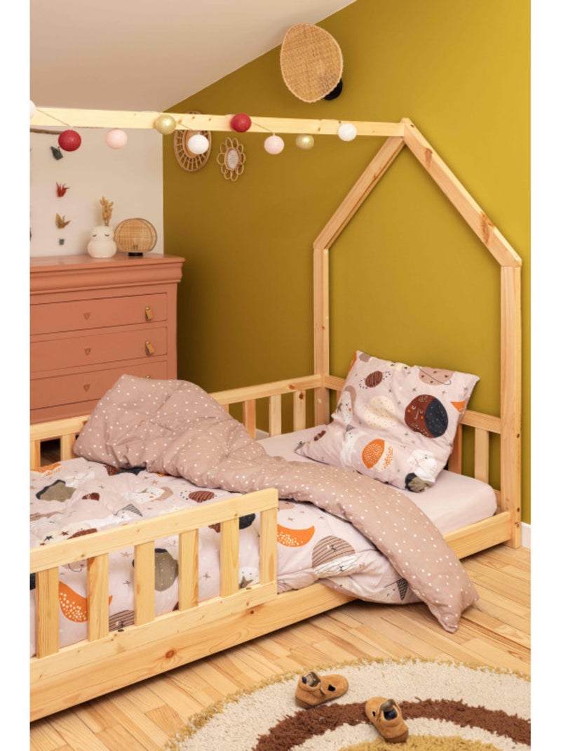 Housse de couette - L'effet papillon - 100 % Coton 57 Fils/cm² Beige - Kiabi