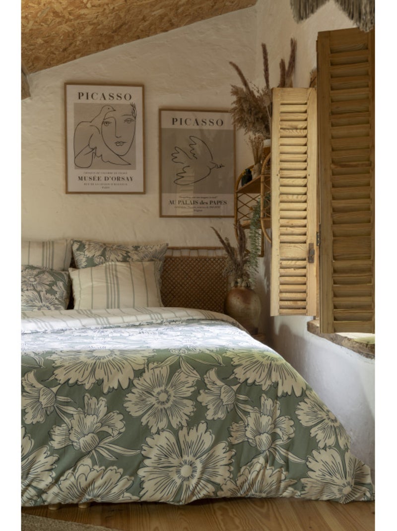 Housse de couette - L'effet papillon - 100 % Coton 57 Fils/cm² Vert - Kiabi