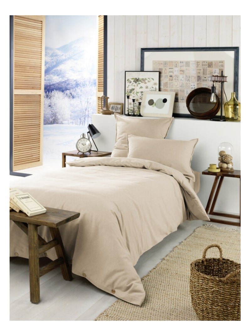 Housse de couette - L'effet papillon - 100% Coton Beige sable - Kiabi