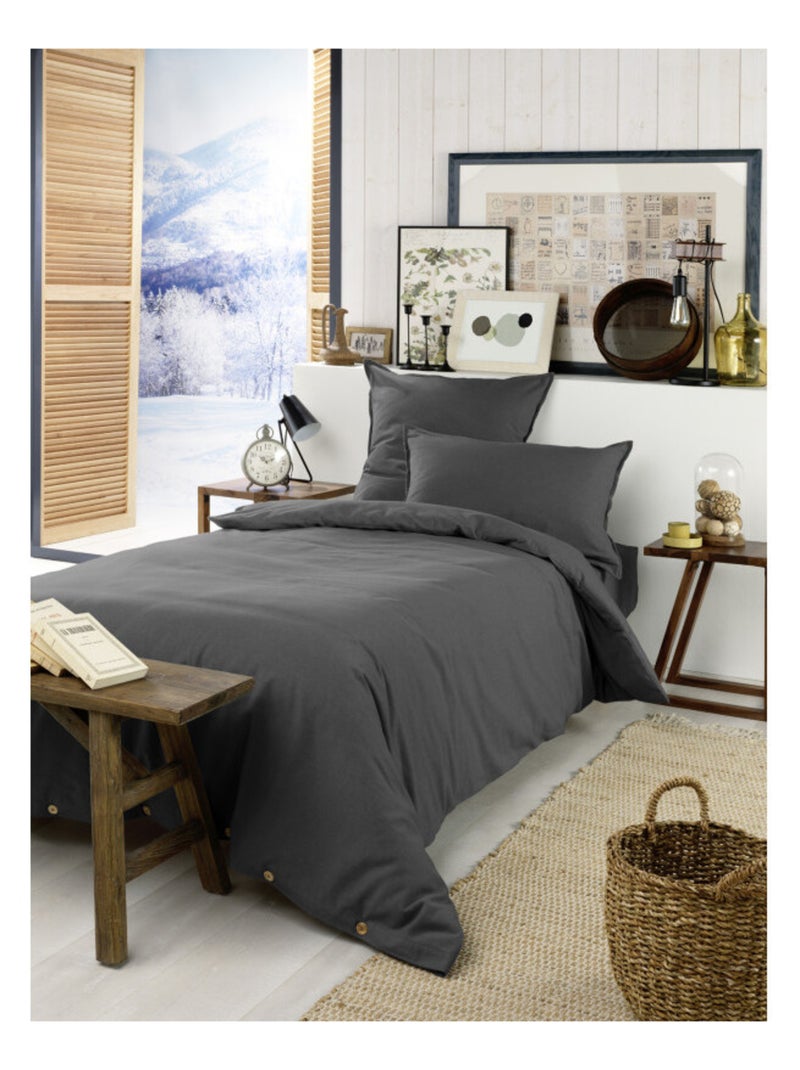 Housse de couette - L'effet papillon - 100% Coton Bleu gris - Kiabi