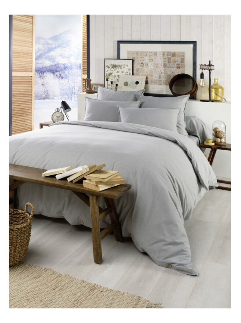 Housse de couette - L'effet papillon - 100% Coton Gris - Kiabi