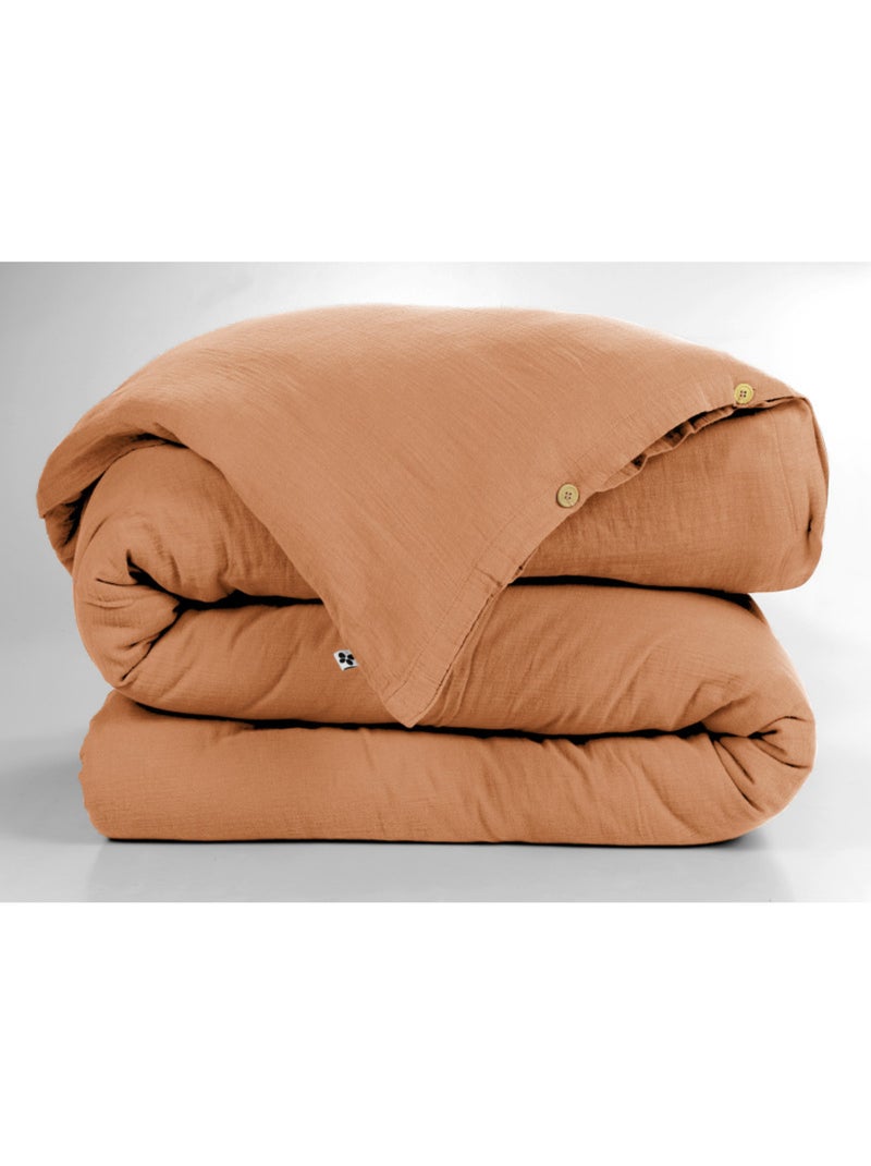 Housse de couette - L'effet papillon - 100% gaze de coton 125 gr/m² Abricot - Kiabi
