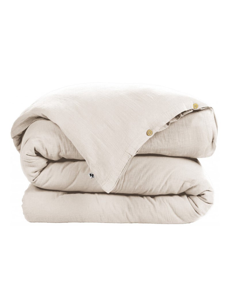 Housse de couette - L'effet papillon - 100% gaze de coton 125 gr/m² Beige - Kiabi