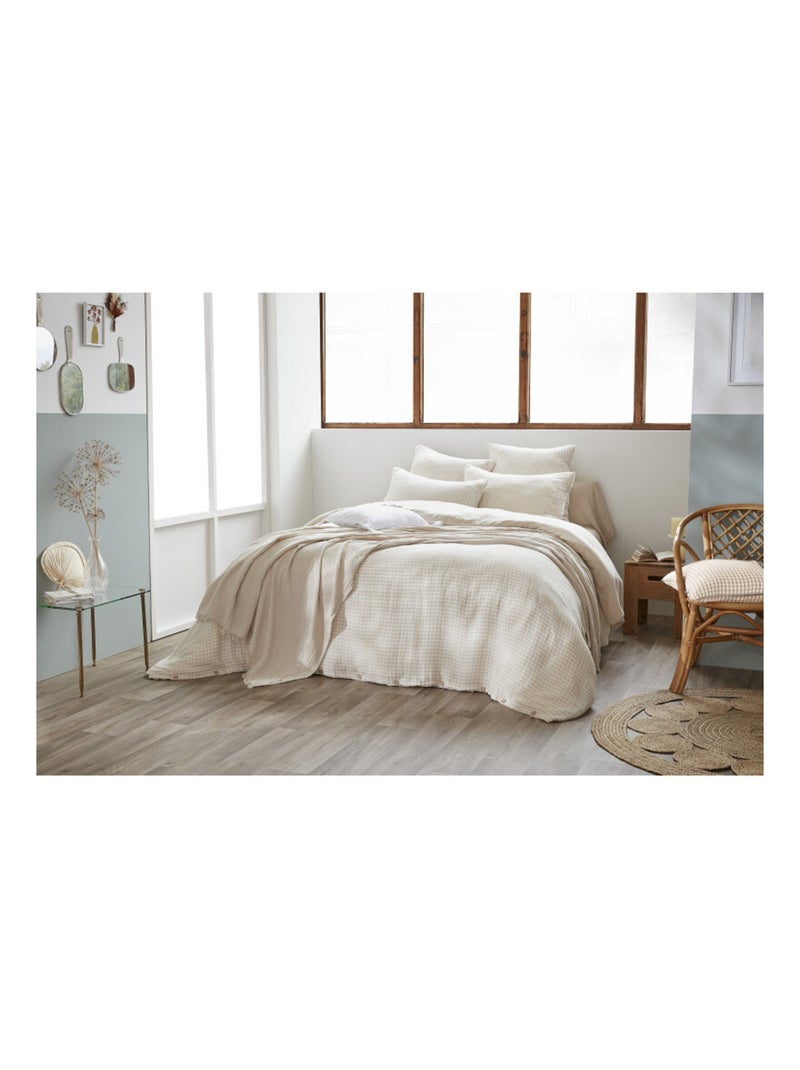 Housse de couette - L'effet papillon - 100% gaze de coton 125 gr/m² Beige - Kiabi