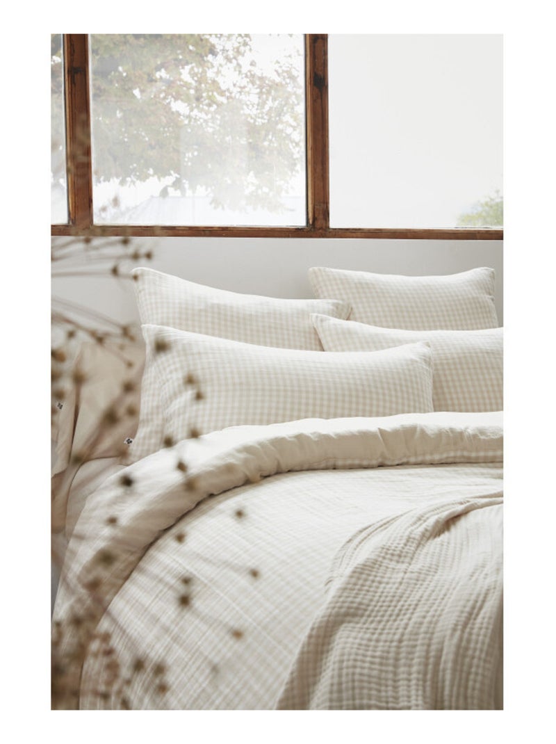 Housse de couette - L'effet papillon - 100% gaze de coton 125 gr/m² Beige - Kiabi