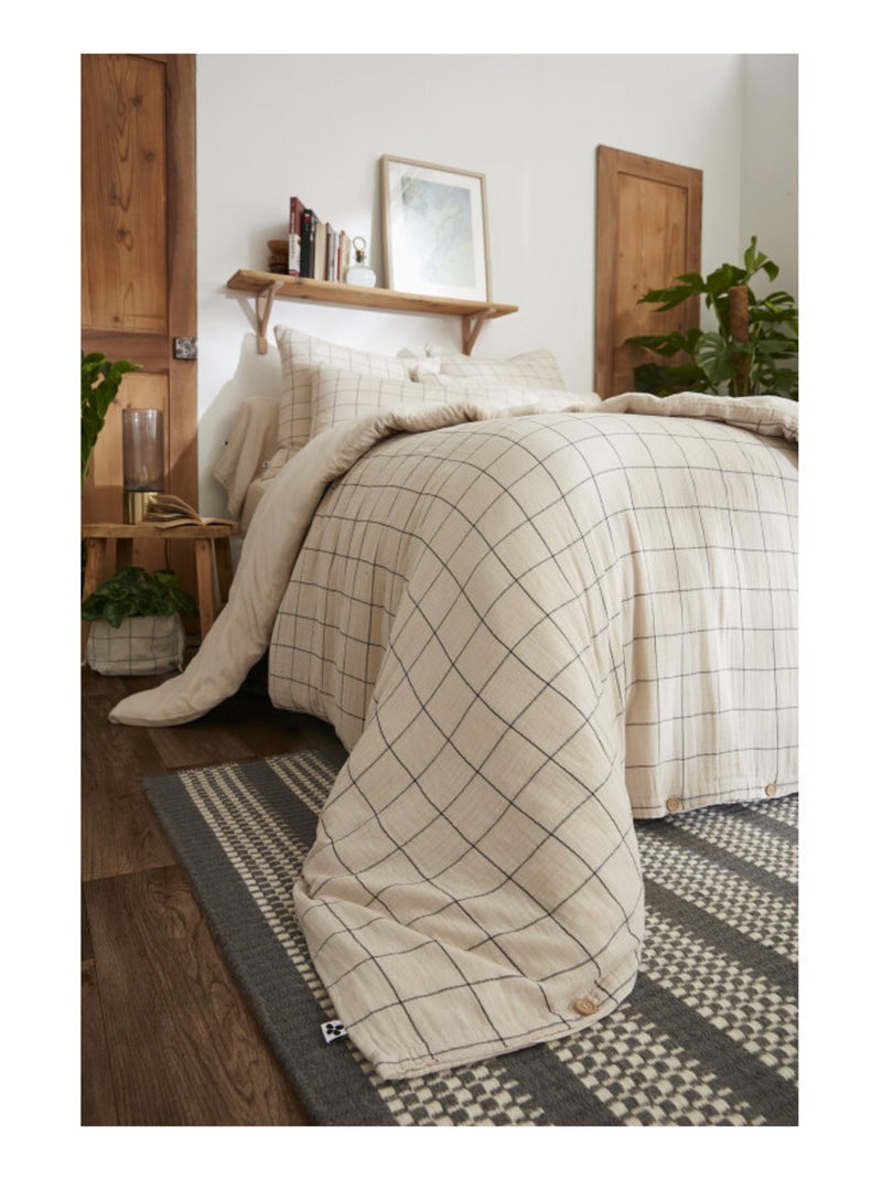 Housse de couette - L'effet papillon - 100% gaze de coton 125 gr/m² Beige - Kiabi