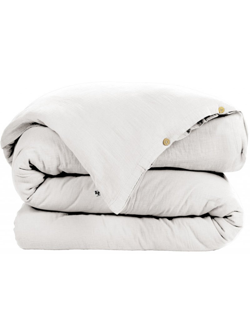 Housse de couette - L'effet papillon - 100% gaze de coton 125 gr/m² Blanc Perlé - Kiabi