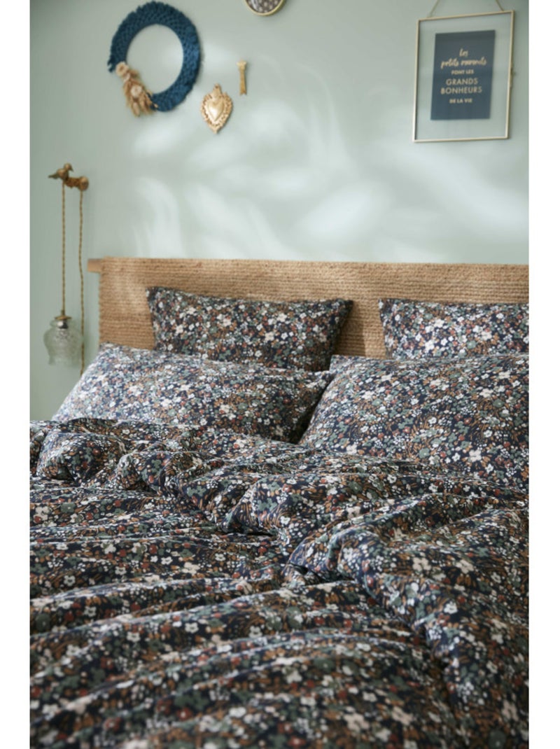 Housse de couette - L'effet papillon - 100% gaze de coton 125 gr/m² Bleu nuit - Kiabi
