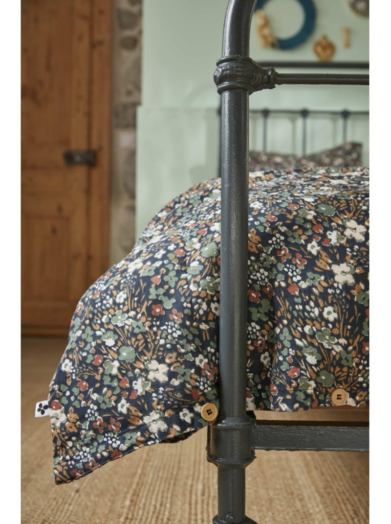 Housse de couette - L'effet papillon - 100% gaze de coton 125 gr/m² Bleu nuit - Kiabi