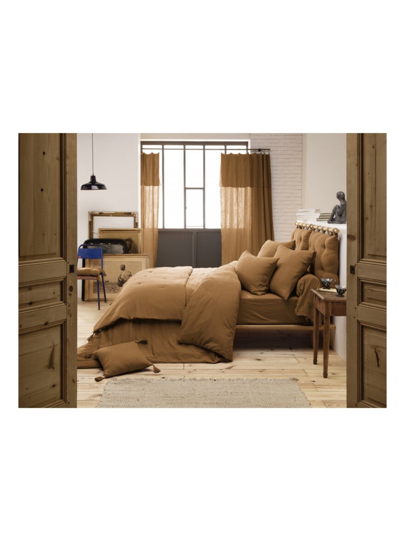 Housse de couette - L'effet papillon - 100% gaze de coton 125 gr/m² Camel - Kiabi