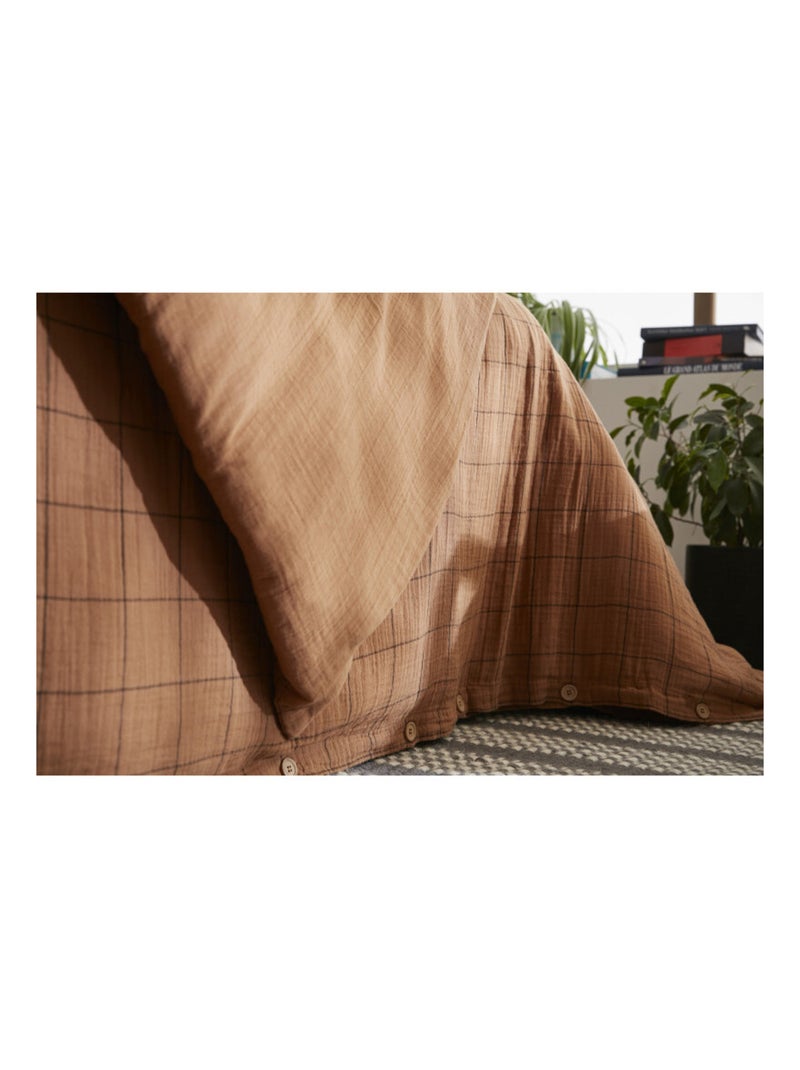 Housse de couette - L'effet papillon - 100% gaze de coton 125 gr/m² Camel - Kiabi