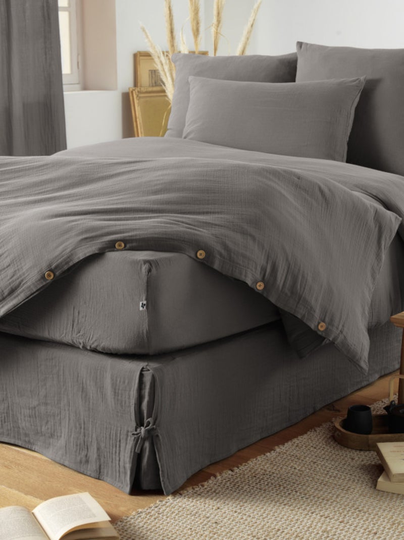 Housse de couette - L'effet papillon - 100% gaze de coton 125 gr/m² Gris foncé - Kiabi
