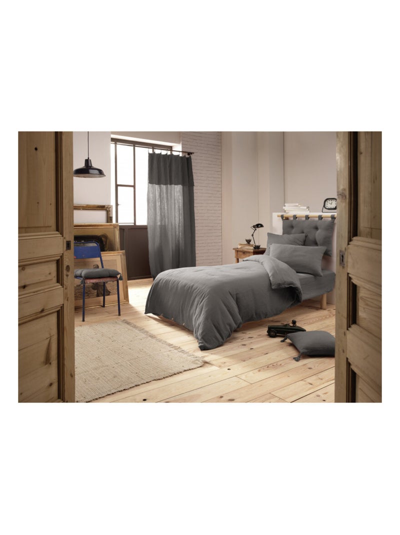 Housse de couette - L'effet papillon - 100% gaze de coton 125 gr/m² Gris souris - Kiabi