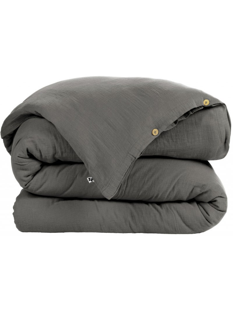 Housse de couette - L'effet papillon - 100% gaze de coton 125 gr/m² Gris souris - Kiabi