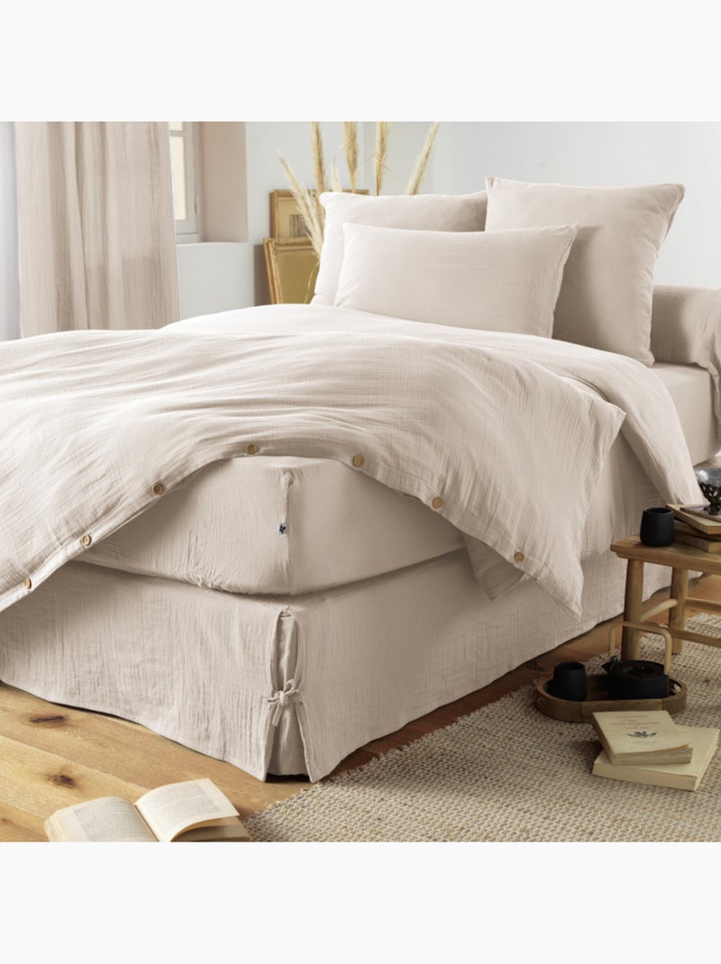 Housse de couette - L'effet papillon - 100% gaze de coton 125 gr/m² Gris taupe - Kiabi