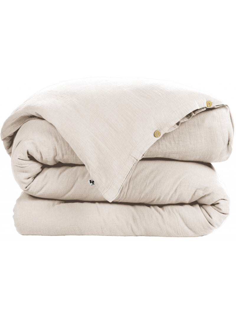 Housse de couette - L'effet papillon - 100% gaze de coton 125 gr/m² Gris taupe - Kiabi