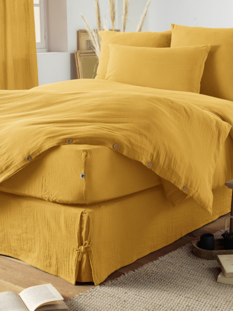 Housse de couette - L'effet papillon - 100% gaze de coton 125 gr/m² Jaune - Kiabi