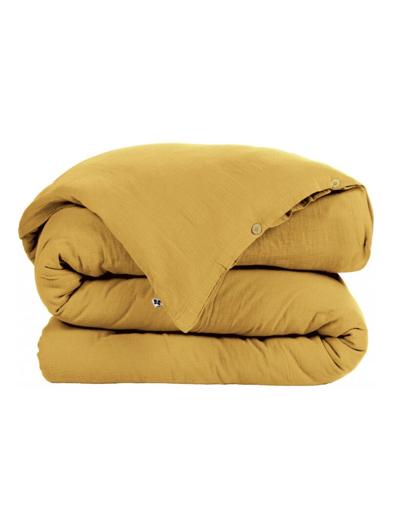 Housse de couette - L'effet papillon - 100% gaze de coton 125 gr/m² Jaune - Kiabi