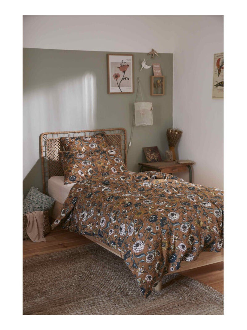 Housse de couette - L'effet papillon - 100% gaze de coton 125 gr/m² Jaune moutarde - Kiabi