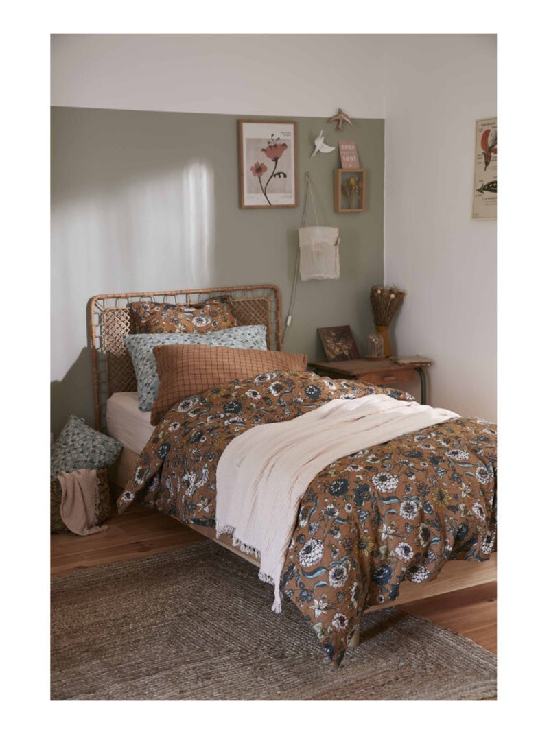 Housse de couette - L'effet papillon - 100% gaze de coton 125 gr/m² Jaune moutarde - Kiabi