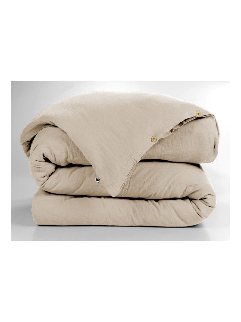 Housse de couette - L'effet papillon - 100% gaze de coton 125 gr/m² Marron clair - Kiabi