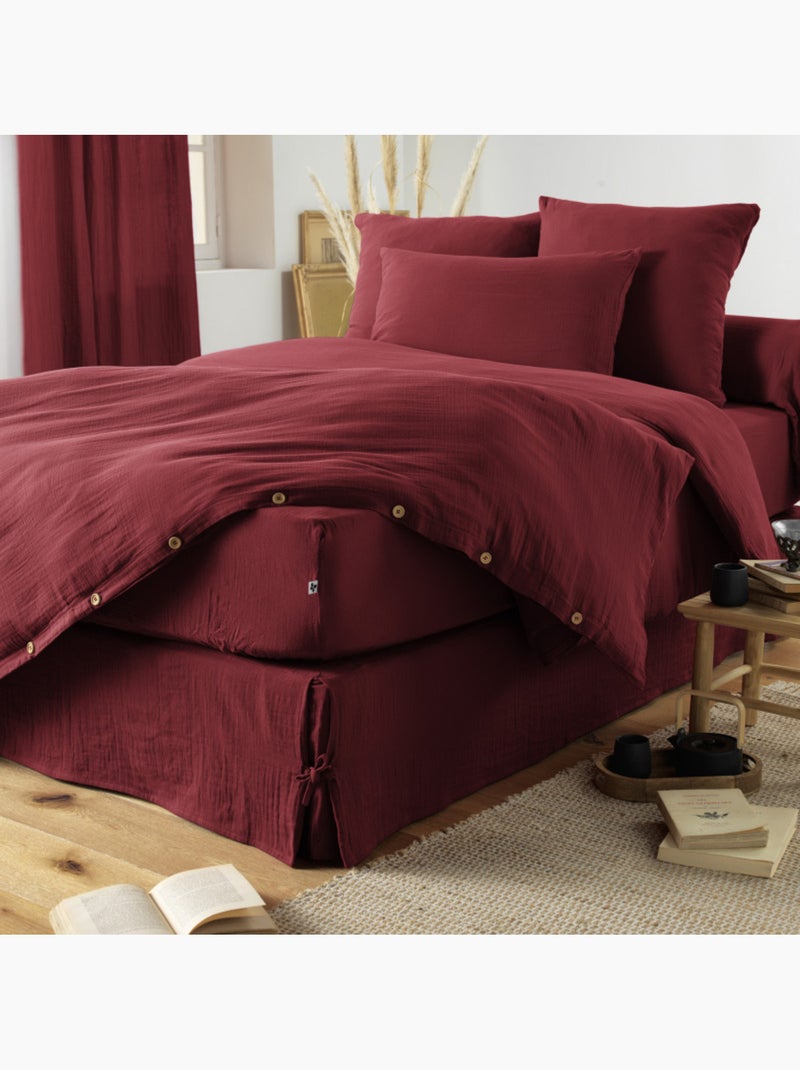 Housse de couette - L'effet papillon - 100% gaze de coton 125 gr/m² Noir Bordeaux - Kiabi