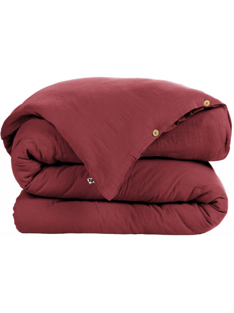 Housse de couette - L'effet papillon - 100% gaze de coton 125 gr/m² Noir Bordeaux - Kiabi