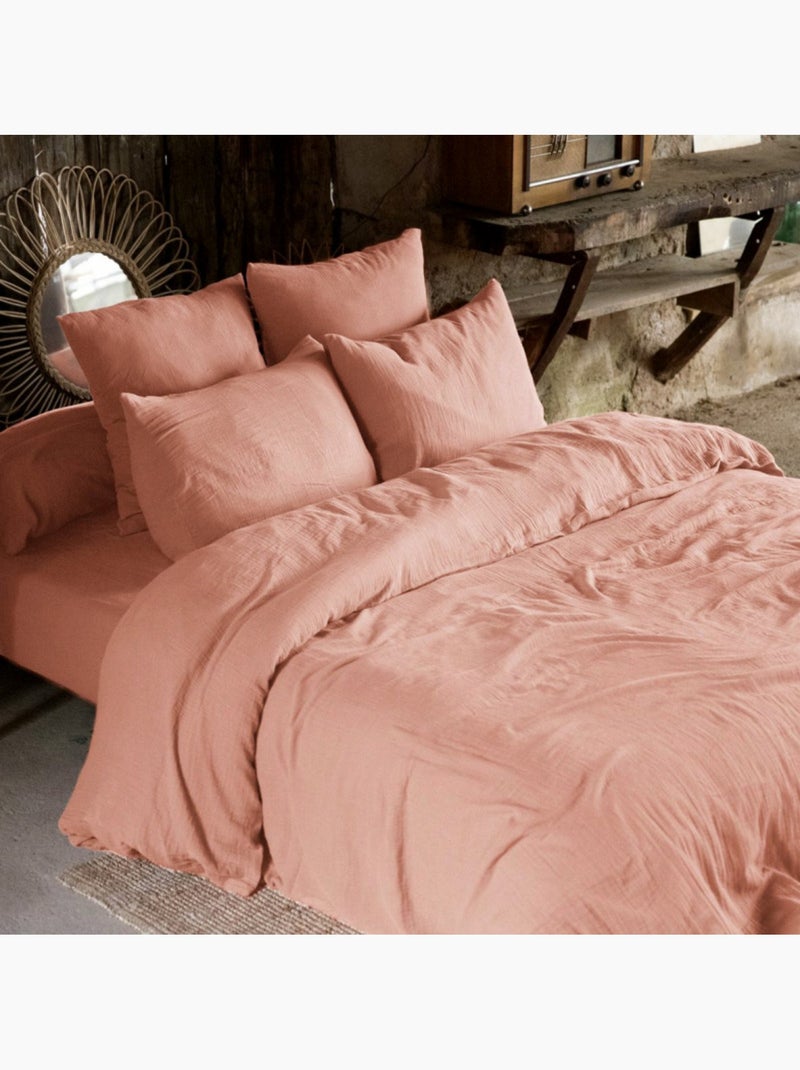 Housse de couette - L'effet papillon - 100% gaze de coton 125 gr/m² Peche - Kiabi