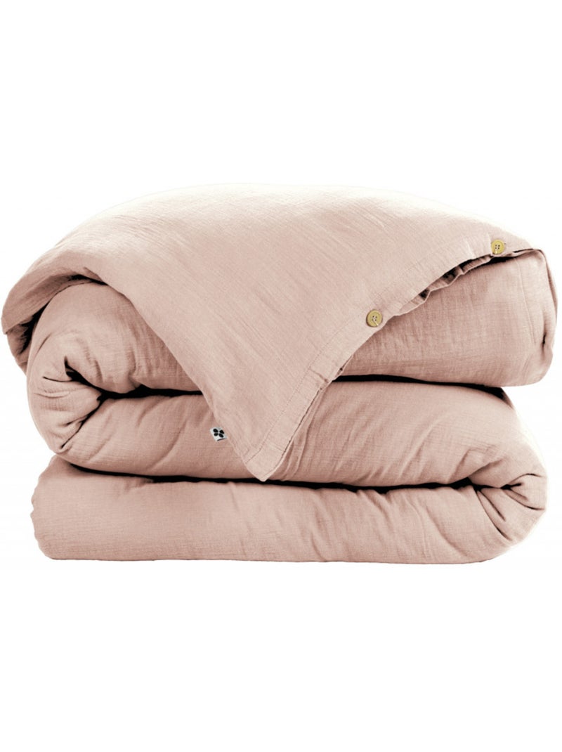 Housse de couette - L'effet papillon - 100% gaze de coton 125 gr/m² Rose clair - Kiabi