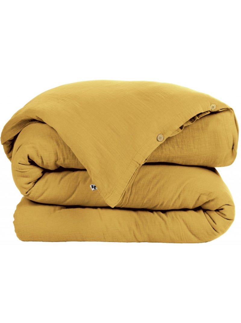 Housse de couette - L'effet papillon - 100% gaze de coton 125 gr/m² Safran - Kiabi